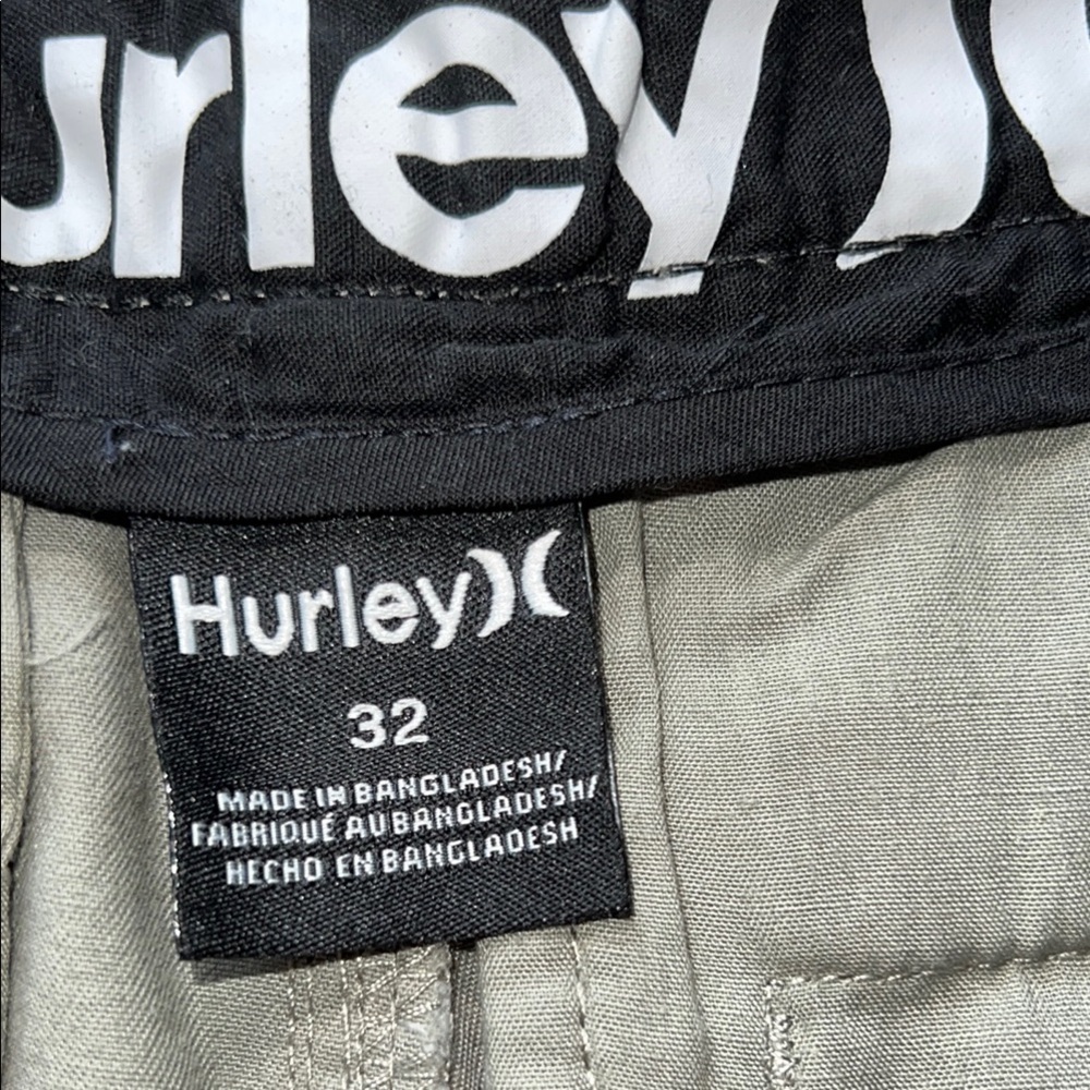 Hurley Men’s Sage  Green Cotton Blend Flat Front Shorts Casual Cut SZ 32 - Picture 7 of 10
